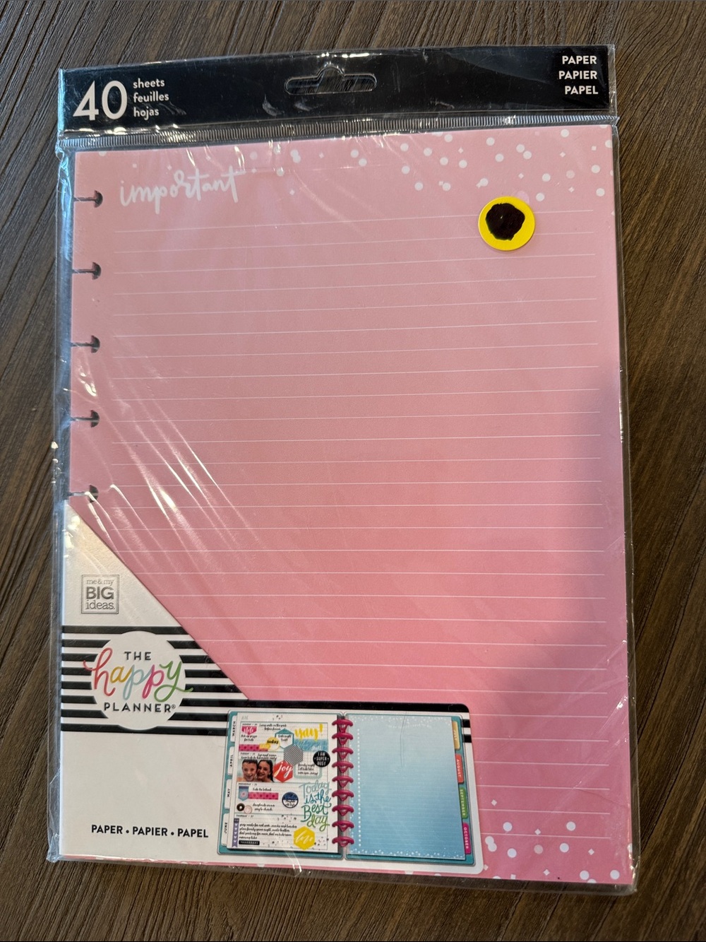 The Happy Planner Pink Lined Notebook Refill, Fitness Tracker, and Lists refill